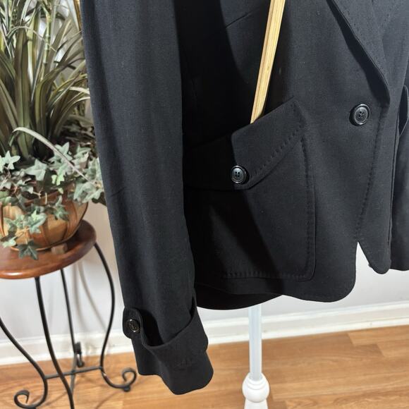Talbots Women Black Jacket 12P Long Sl Collar Notch Clueless Preppy Office Siren - Picture 5 of 11